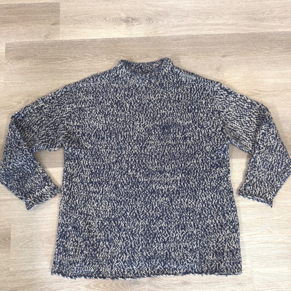 Jordan Two3 Sweater Mens XXL Blue Wool Blend Chunky Knit Mock Neck Pullover